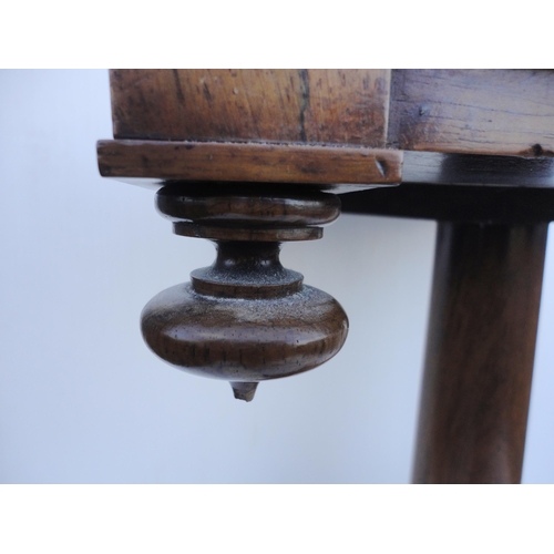 471 - Early Victorian rosewood work table, c. 1840, the square top with single drawer and opposing drawer ... 