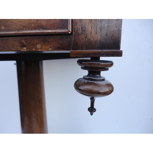 471 - Early Victorian rosewood work table, c. 1840, the square top with single drawer and opposing drawer ... 