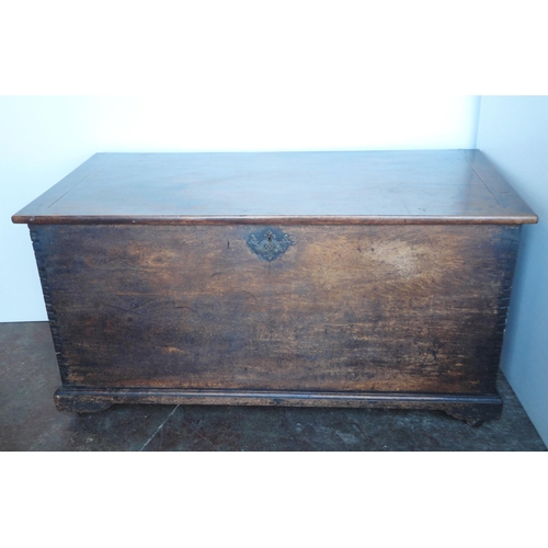 472 - Victorian stained wood blanket chest with hinged top, on castors, 65cm high, approximately 125cm wid... 