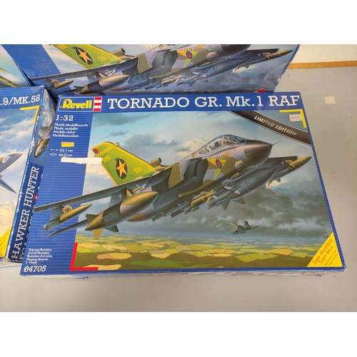 100 - Revell. 1:32 scale model aviation construction kits to include two Tornado GR MkI RAF Fighters 04705... 