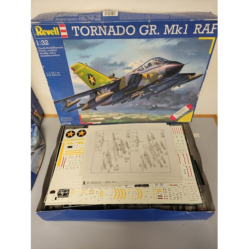 100 - Revell. 1:32 scale model aviation construction kits to include two Tornado GR MkI RAF Fighters 04705... 