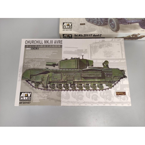 104 - ARV Club. Five boxed 1:35 scale model construction kits to include AEC Matador AF35236, Churchill MK... 