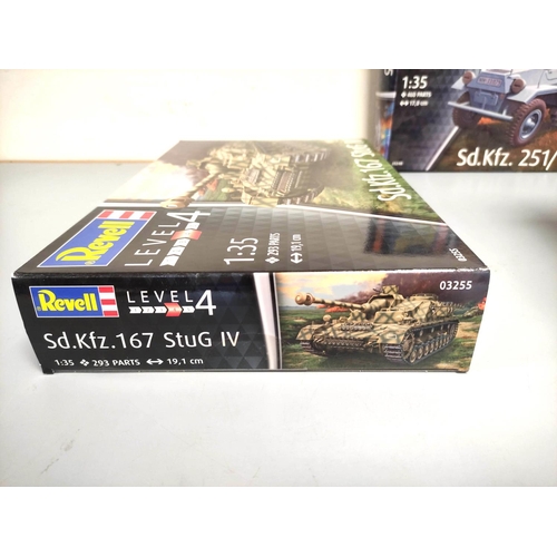 112 - Six 1:35 scale boxed model construction kits to include a Revell Sd.Kfz.167 Stug IV 03255, a Revell&... 