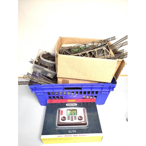 248 - Two boxes of model railway 00 gauge track and components to include a Hornby Elite Digital Controlle... 