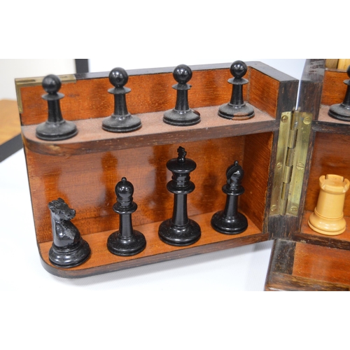 311 - Victorian burr walnut games compendium complete with chess board, backgammon board and horse racing ... 