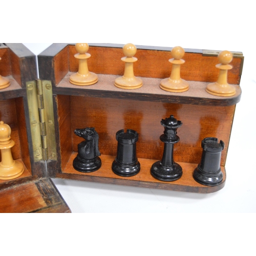 311 - Victorian burr walnut games compendium complete with chess board, backgammon board and horse racing ... 