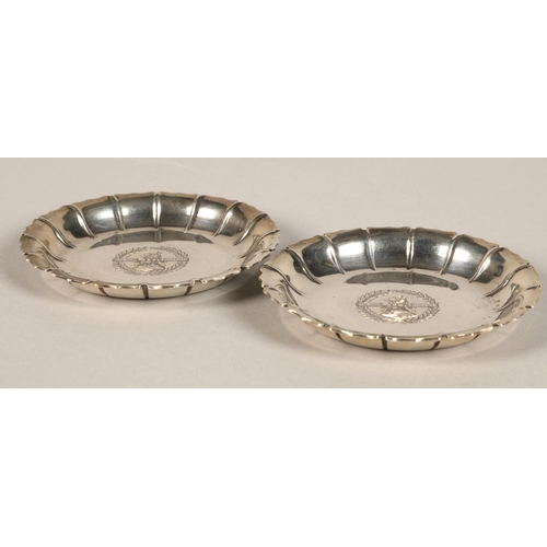 173 - Two silver coin dishes, both inscribed 'Esse Quam Videri', assay marked London, maker William Comyns... 