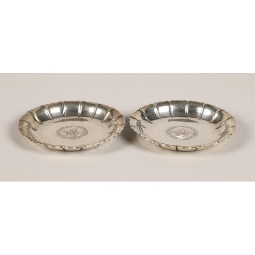 173 - Two silver coin dishes, both inscribed 'Esse Quam Videri', assay marked London, maker William Comyns... 