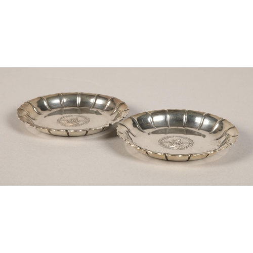 173 - Two silver coin dishes, both inscribed 'Esse Quam Videri', assay marked London, maker William Comyns... 