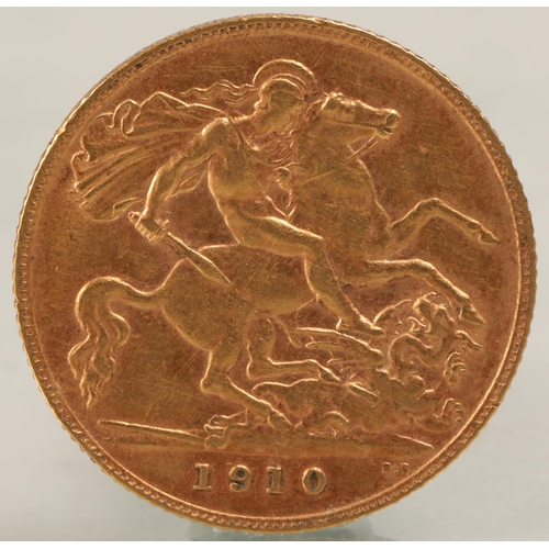 145 - Edward VII gold half sovereign 1910.