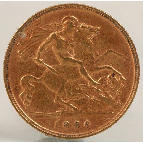 147 - Edward VII gold half sovereign 1906.