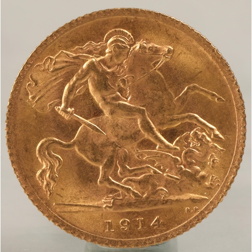 148 - George V gold half sovereign 1914.