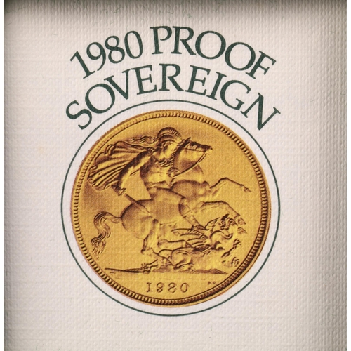 132 - 1980 gold proof sovereign, with certificate and fitted case.