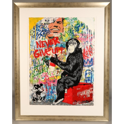 354 - Mr Brainwash (French born 1966) ARRSilver framed silkscreen and original mixed media on paper, signe... 