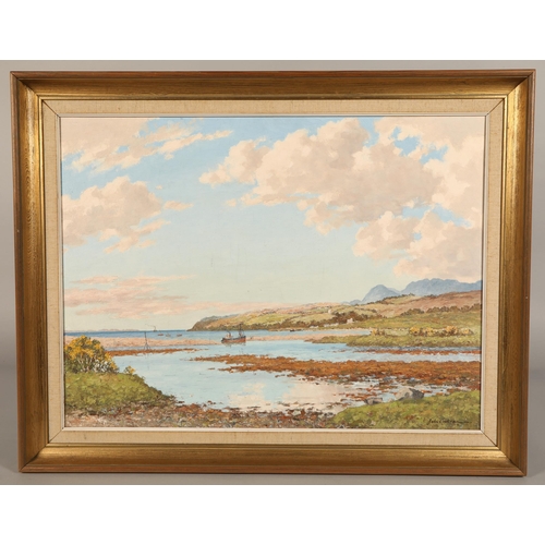 479 - John Cochran (Scottish)Framed oil on canvas - signed'From Mouth of the Rosa Burn, Isle of Arran'44cm... 