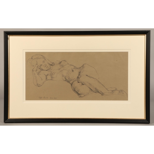 481 - Fyffe Christie (Scottish 1918 - 1979)Framed ink drawing - signed and dated 1967)'Reclining Model'Pro... 