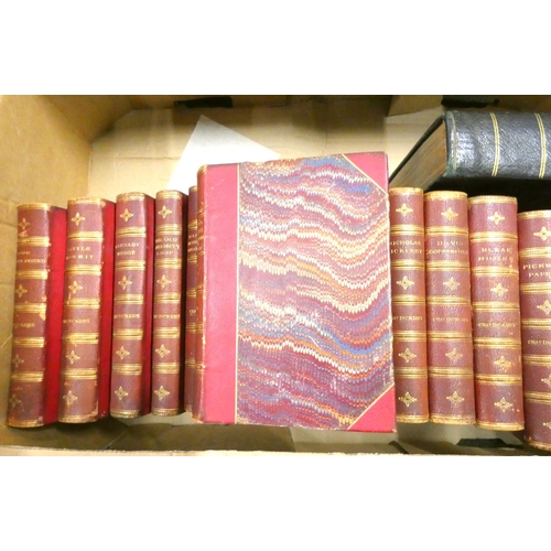 119 - DICKENS CHARLES.  Works. 14 various uniform vols. Illus. Half red morocco, marbled brds. Chapman &am... 