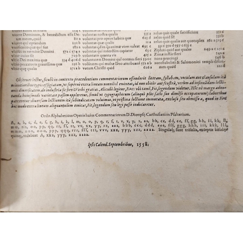 46 - DIONYSIUS THE CARTHUSIAN.  Opus Commentariorum in Psalmos Omnes Davidicos. Eng. title vignette, wood... 