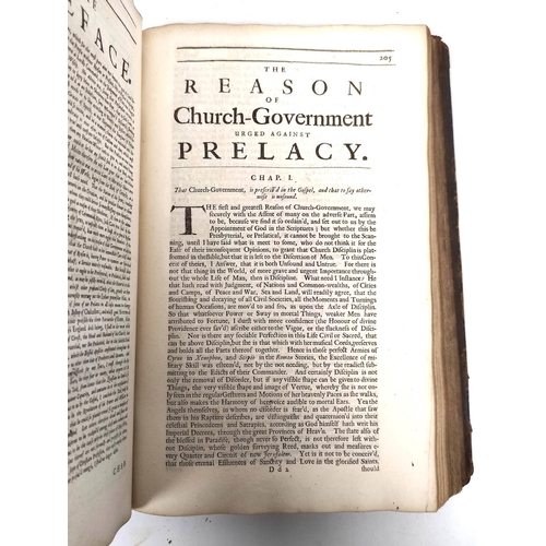 49 - MILTON JOHN.  The Works of Mr. John Milton. Folio in fours. Old calf, top brd. & general title d... 