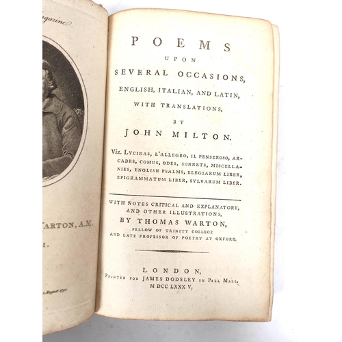 50 - MILTON JOHN.  Poems Upon Several Occasions, English Italian & Latin, With Translations... 