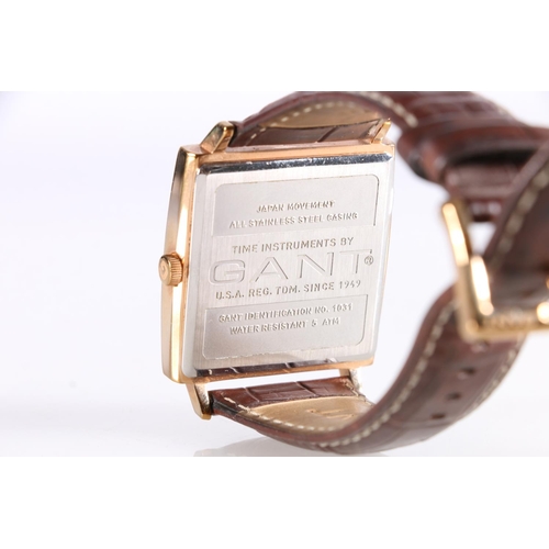 619 - Gant square faced automatic wristwatch on brown leather strap