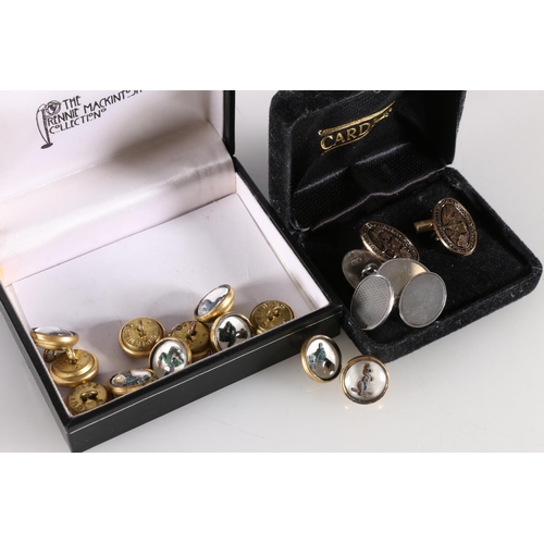 623 - Vintage Guinness reverse intaglio advertising buttons, a pair of silver cufflinks, and a pair of bas... 