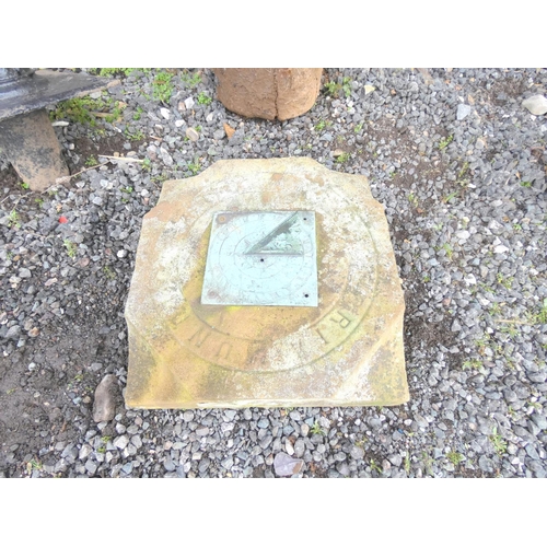 530 - Small antique stone sun dial (no column), 38cm and a stone planter.