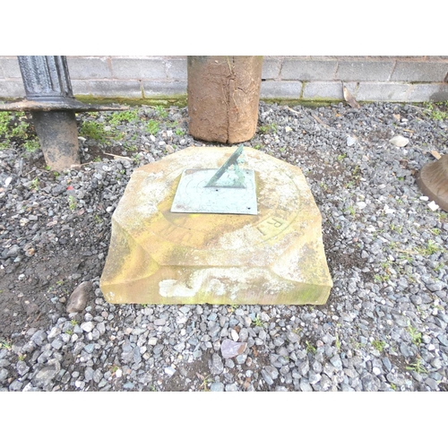 530 - Small antique stone sun dial (no column), 38cm and a stone planter.