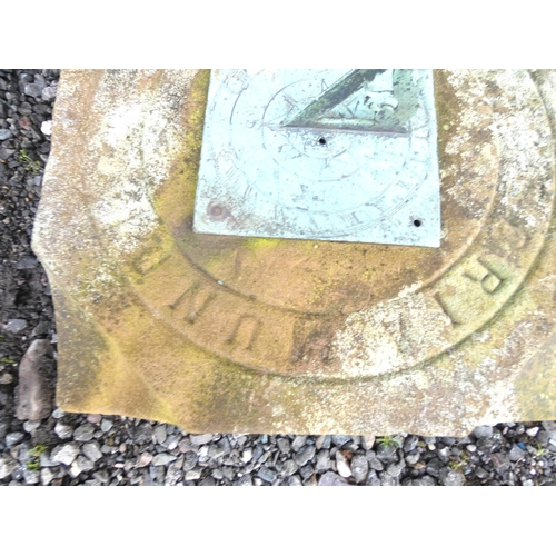 530 - Small antique stone sun dial (no column), 38cm and a stone planter.