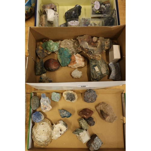 100 - Four boxes containing geological specimens, minerals, etc.