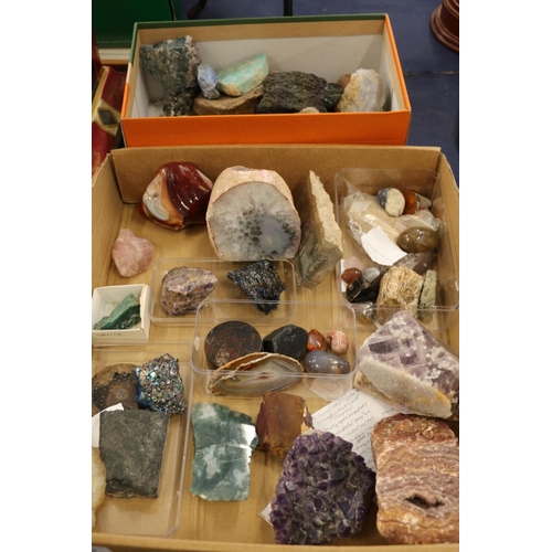 110 - Two boxes containing minerals and geological specimens.