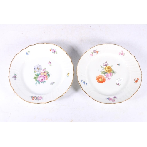 69 - Pair early 20th century Royal Copenhagen floral decorated plates, 23cm.