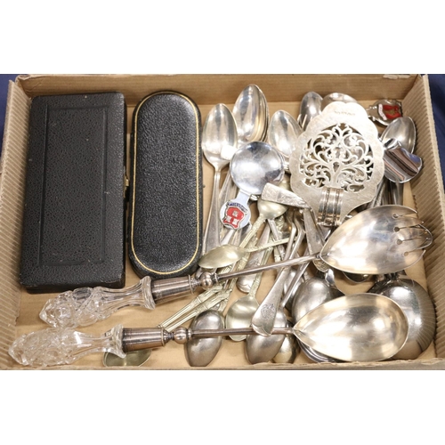 72 - Silver-plated flatware to include salad servers, a cake slice, spoons, etc.