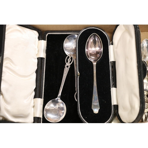 72 - Silver-plated flatware to include salad servers, a cake slice, spoons, etc.