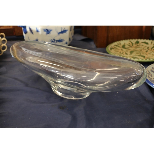 80 - Mid 20th-century glass organic free form sculpture, 47cm long.