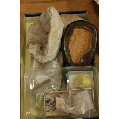 94 - Two boxes containing geological specimens and minerals.