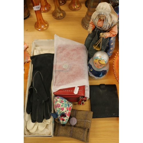 194 - Russian doll, old&nbsp; model of a grandmother, purses, gloves, etc.