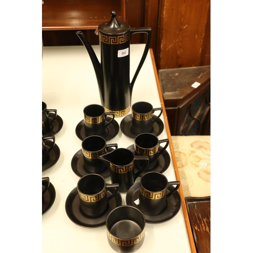 383 - Portmeirion black Greek Key coffee set.