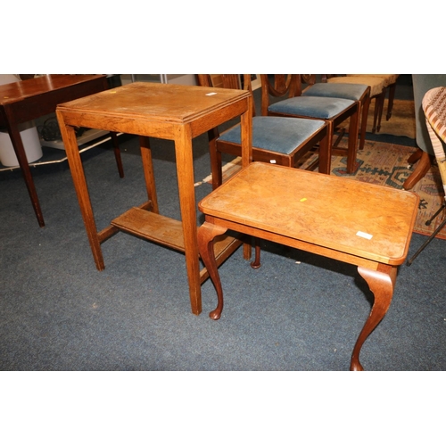 641 - Coffee table on cabriole legs and a side table, largest 72cm high.