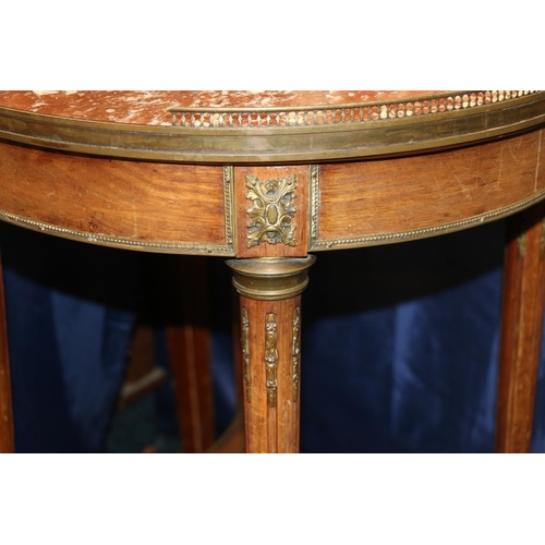 653 - Marble top French Bouillotte occasional table.