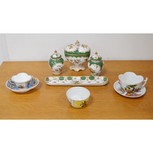 248 - Group of continental porcelain, c. early 20th century, to include an Augustus Rex-style cabinet cup ... 