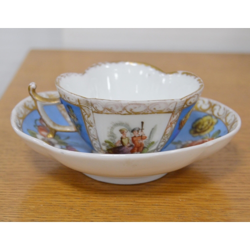 248 - Group of continental porcelain, c. early 20th century, to include an Augustus Rex-style cabinet cup ... 