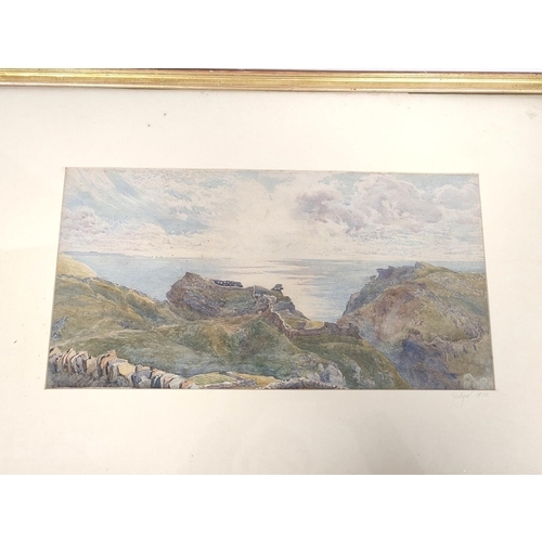 295 - Artist Unknown, 19th Century.Tintagel.Watercolour.Poss. indistinctly signed. Inscribed to mount and ... 