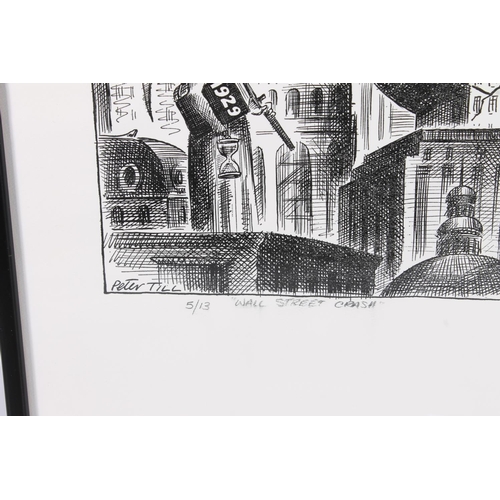 405 - PETER TILL (b1945), Wall Street Crash, print, limited edition 5/13, titled lower left, 35cm x 30cm, ... 