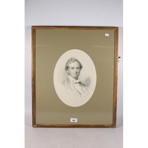 408 - After GEORGE RICHMOND, portrait of Robert W Brown, print, published by J Hogarth 1853, oval 30cm x 2... 