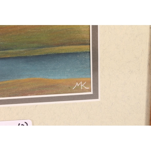 409 - MARY KING, pair of landscapes, pastel drawings, signed with initials 'MK', 15cm x 15cm, frame 34cm x... 