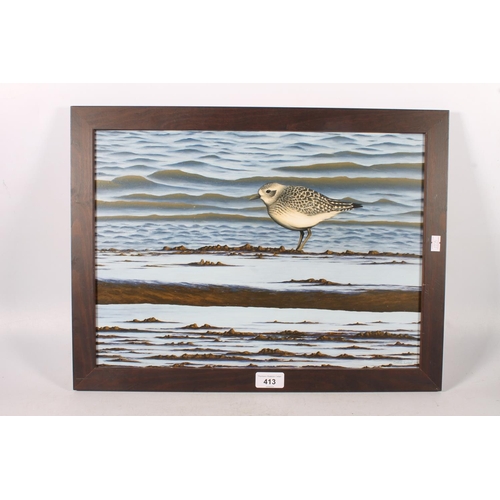 413 - CHRIS LODGE, Golden Plover, oil on board, signed and dated 09 lower right, 31cm x 43cm, frame 38cm x... 