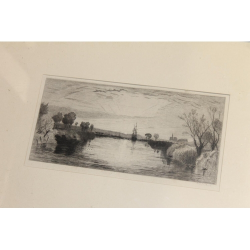 417 - LEON GAUCHERIAL? etching of a sailing boat, signed lower right, 9.5cm x 20cm, frame 26.5cm x 39cm an... 