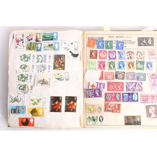 1239 - Stamp collection held in two albums to include red covered album containing GREAT BRITAIN GB Queen V... 