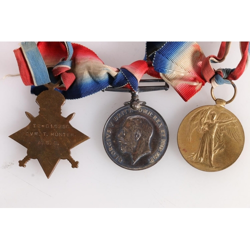 1450 - Medals of T2-015250 Driver T Hunter of the Army Service Corps comprising WWI war medal, victory meda... 